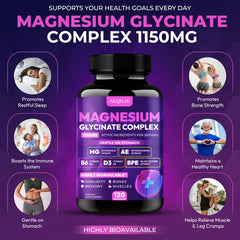 AEQNJV magnesium glycinate capsules close-up highlighting high absorption