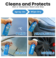 Aero Cosmetics spray nozzle demonstrates spray-on wax application for a fast, glossy finish.