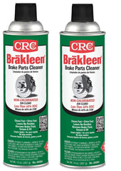 Aerosol BRAKLEEN brake cleaner bottle demonstrates chlorine-free cleaning for brake components.