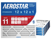 Aerostar 12x12x1 MERV11 filter ready for residential HVAC installation and air filtration.