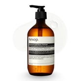 Aesop Geranium Leaf Body Cleanser bottle with a refreshing citrus aroma.