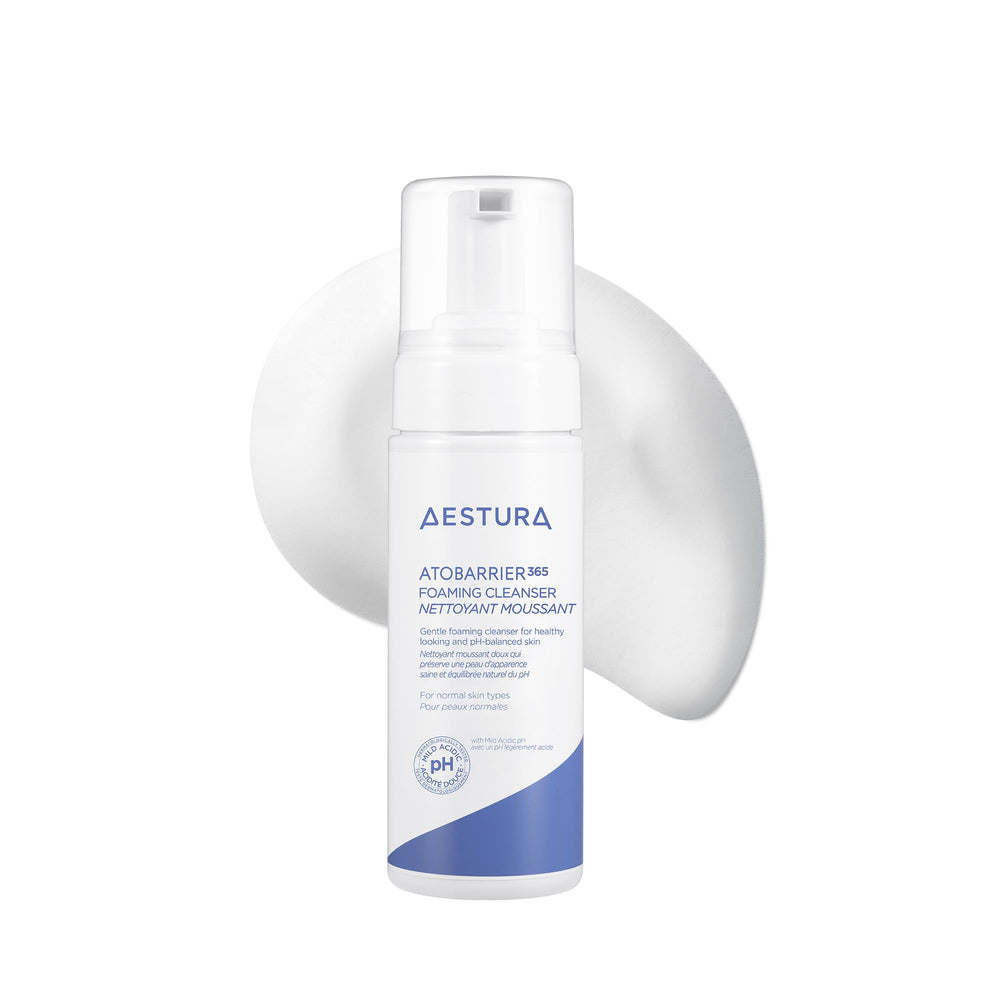 AESTURA ATOBARRIER365 bottle showing gentle cleansing for balanced skin.