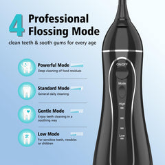 Aetiovek Leominor water flosser with removable tank showing easy refills and travel readiness.