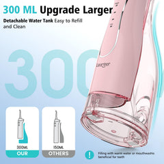 Aetiovek Leominor Water Flosser 300ml tank for longer cleaning sessions.