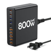 Aexhend 800W GaN charger block front view showing compact design for desk use