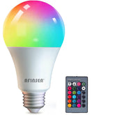 AFINSEA RGB color-changing bulb setup for vibrant home ambiance.