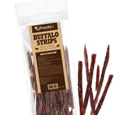 A Freschi buffalo dog treats packaging front highlights lean protein for training rewards.