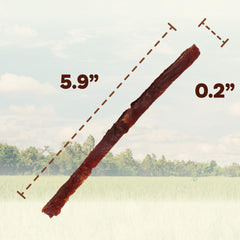 A Freschi buffalo dog treats packaging nutrition panel shows high protein and low fat.
