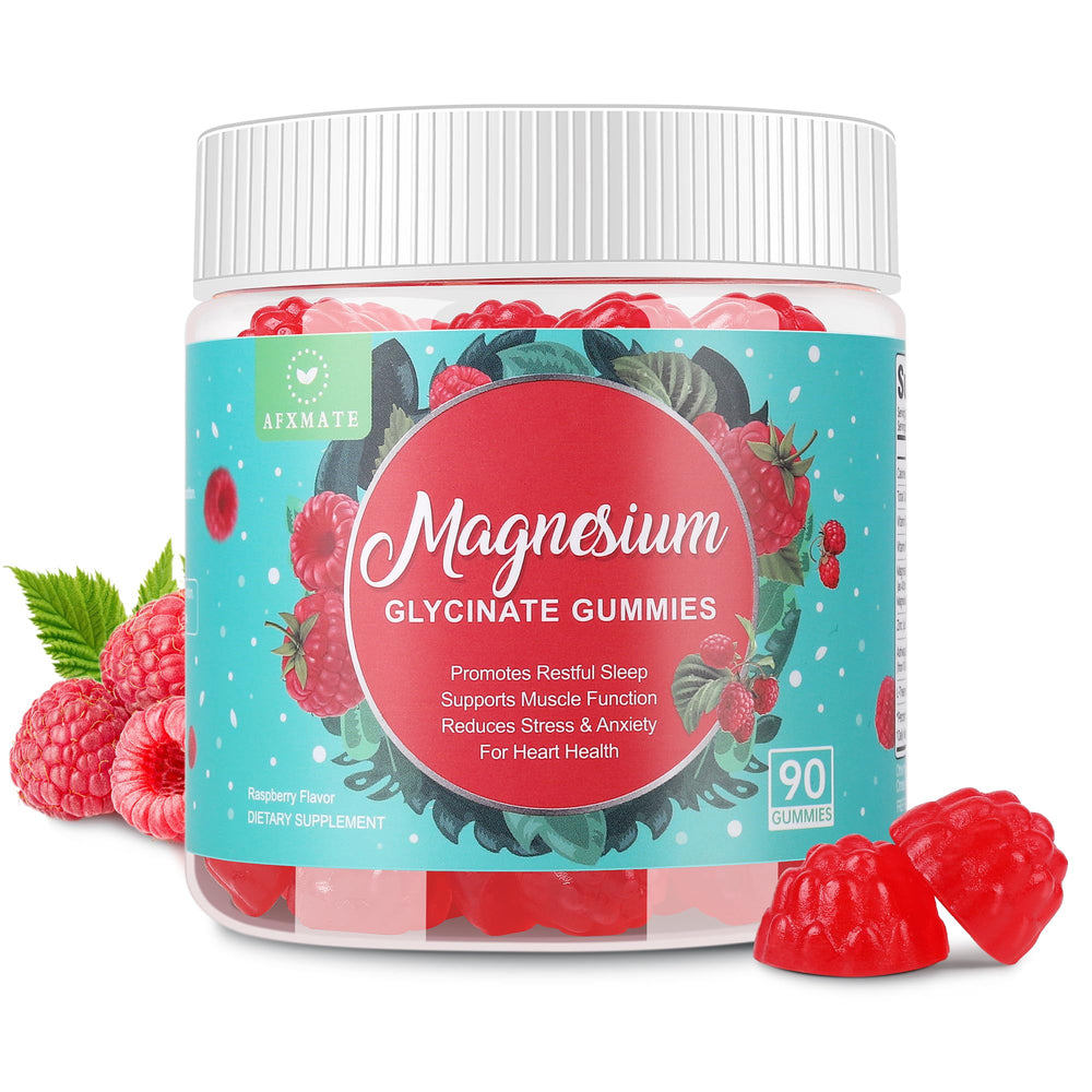 AFXMATE magnesium glycinate gummies bottle on shelf for relaxation support