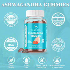 AFXMATE Ashwagandha + Vitamin D gummies, dual action boost for immunity and mood