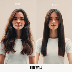 AG Care Firewall flat-iron heat protectant spray guards hair during styling.