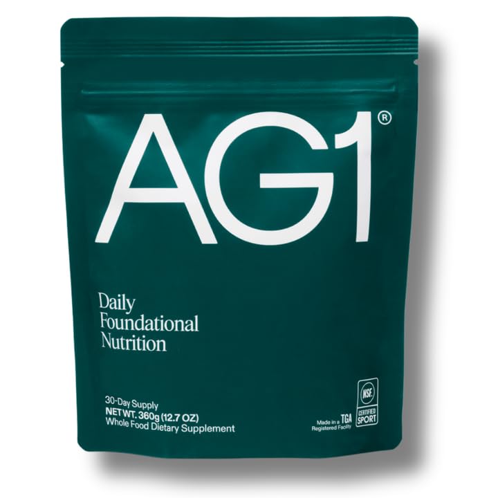 AG1 refill pouch with 75 vitamins supports daily nutrition