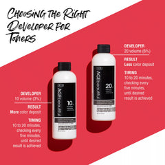 AGEbeautiful Liqui-Crème color and developer on surface showing smooth mixing.