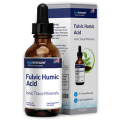 AgeImmune Fulvic Humic Liquid Bottle supports daily mineral intake from plant sources.