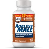 Ageless Male bottle and tablets, a convenient daily support visual.