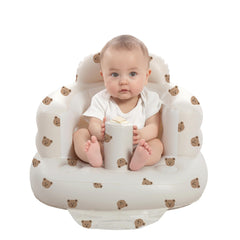 AGITVPS Bear inflatable baby seat in use showing secure learning-to-sit support.