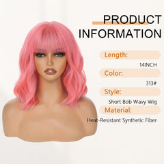 AGO Pink Wig pastel shoulder-length style ideal for daily wear or cosplay