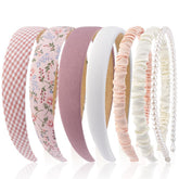 AHONEY 7-pack pink headbands arranged for daily outfits and versatile style.