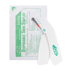 AHS Sterile Skin Stapler with 35 wide preloaded staples for quick first aid.