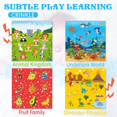 Aiduy tissue box toy close-up of crinkle papers promoting auditory and tactile exploration.