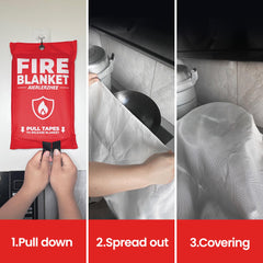 AIERLERZHEE fire blanket stored in kitchen drawer for fast home safety access.