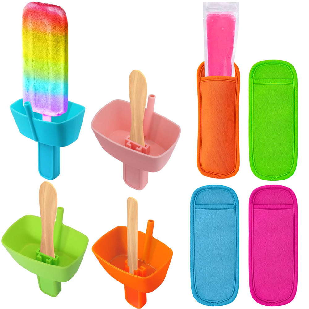 AIERSA 8-piece popsicle holders set keeps hands clean during fun summer treats.