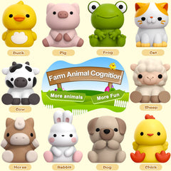 Aigybobo farm barns 10-piece set designed for counting and sorting practice.