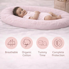 Aila + Aiden baby lounger pink carry handles enable travel.