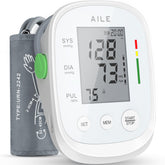 AILE blood pressure monitor with upper-arm cuff 8.7–16.5 inches for home use.