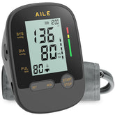 AILE upper arm BP monitor front view for quick readings and easy setup.