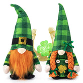 AinDen St Patrick's Day gnomes, Mr. and Mrs., plush duo for cozy mantel decor.