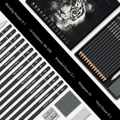 Aenir Sketch Pencils 4H–10B cores enable smooth shading and precise lines.