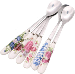 Aiptosy 6-pack ceramic-handle coffee spoons for smooth stirring.