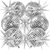 AIQINHU disco ball balloons in silver with a mirror finish for glam party vibes.