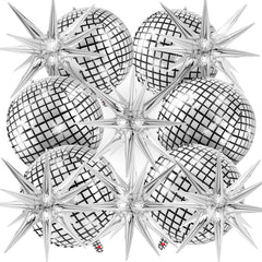 AIQINHU disco ball balloons in silver with a mirror finish for glam party vibes.