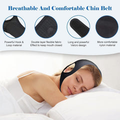 Air Blow soft elastic chin strap reduces mouth opening for improved airflow.