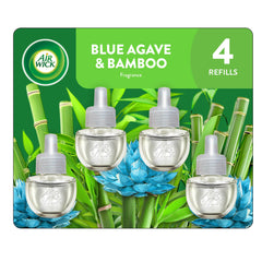 Air Wick Blue Agave & Bamboo refill pack ready for plug-in use, offering lasting fragrance