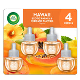 Air Wick Hawaii Exotic Papaya & Hibiscus packaging invites easy room refreshment.
