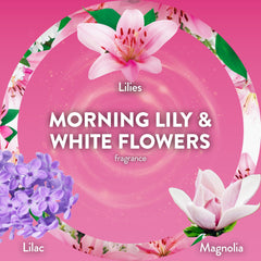 Air Wick Morning Lily refill 4ct pour-cap detail for easy swapping