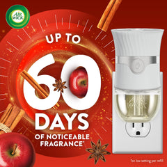 Air Wick Apple Cinnamon Medley refill offering long-lasting fragrance on low setting.