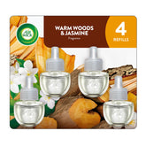 Air Wick Warm Woods & Jasmine refill pack shown for continuous fragrance in your home.