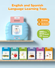 Airbition talking flash cards reader demonstrating clear dual-language playback.