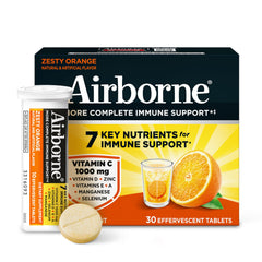 Airborne 1000mg Vitamin C dissolving in water for a refreshing immune support drink.