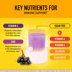 Airborne Elderberry tablet closeup highlighting 1000 mg Vitamin C per serving