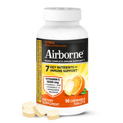 Airborne Vitamin C 1000mg citrus bottle promotes on-the-go immune support.