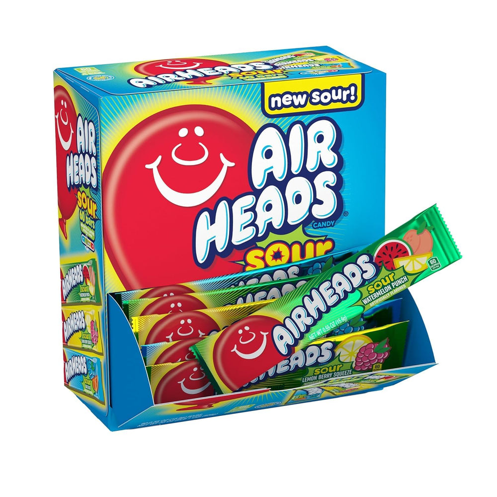 Airheads Sour Blue Blast bars for on-the-go snacking and party favorites.