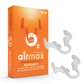 Airmax nasal dilators two-pack in front view for enhanced nasal airflow during activity.