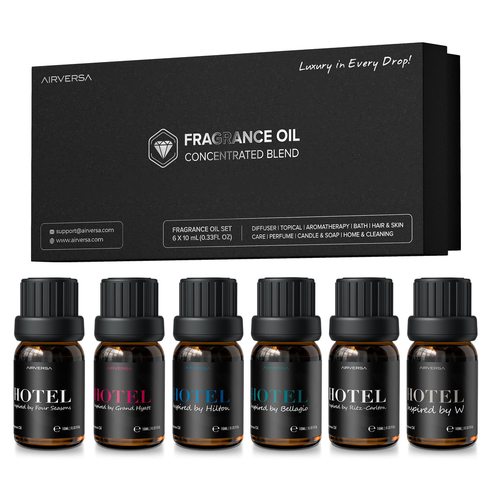 Airversa Hotel Scent Diffuser Oils set with six fragrances for diffusers and ambient rooms