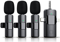 Akcswo 3 in 1 wireless lavalier microphone receiver guiding stable audio for videos.