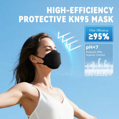 AKGK KN95 mask side view showing snug fit and comfortable ear loops